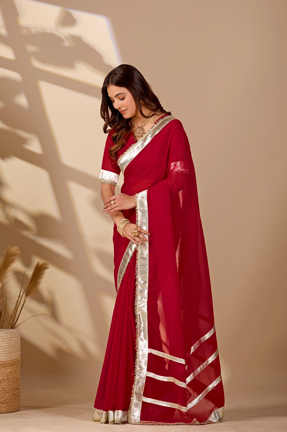 Tanmira New Stylish Georgette Saree with Rich Gota Border Work MHS