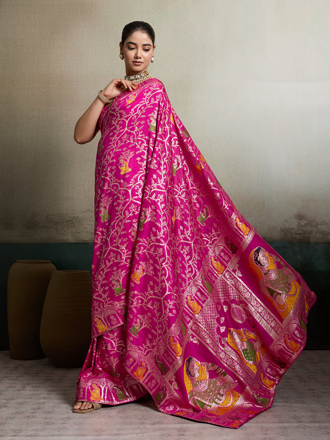 Tanmira New Launch Munga silk Fabric Banarsi Zari weaving saree DC