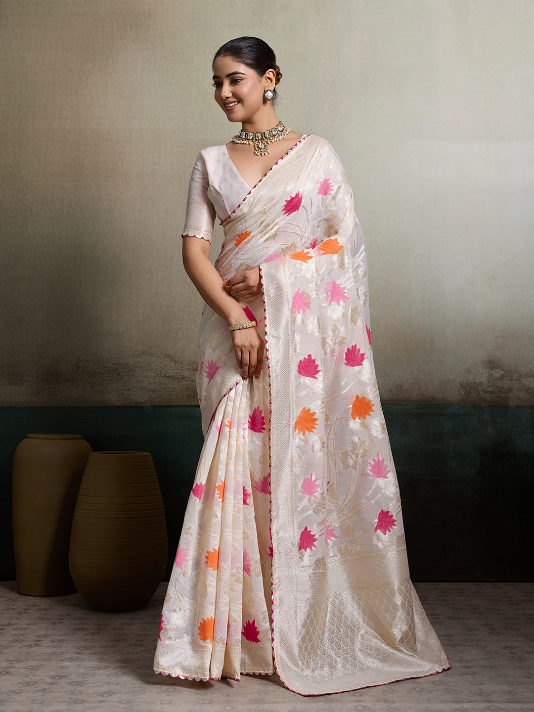 Tanmira New Khaddi Silk With Beautiful Kashmiri Weaving Saree SWA