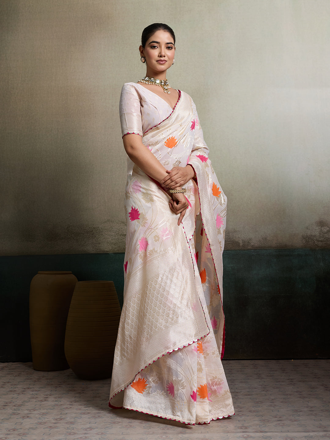 Tanmira New Khaddi Silk With Beautiful Kashmiri Weaving Saree SWA