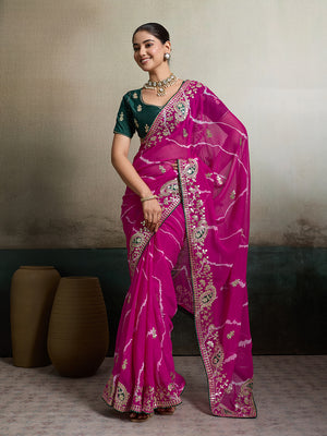 Leheriya style Georgette saree for party and festive