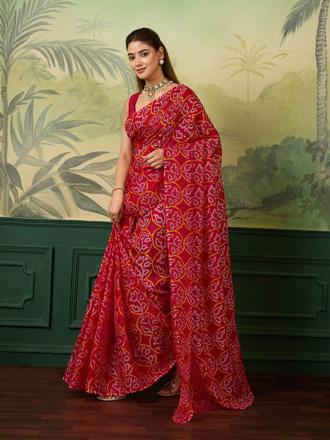 Tanmira Elegant Kota Doriya Bandhani Style Saree Casual Wear SWA