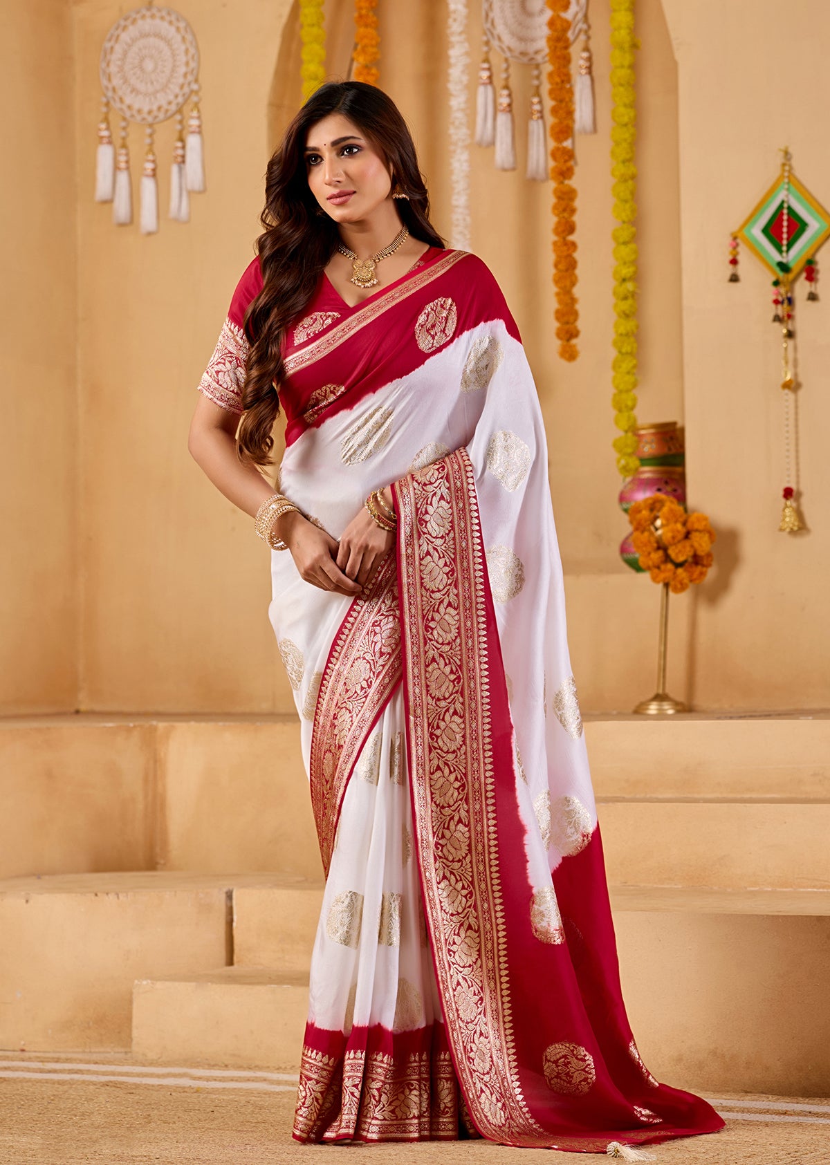 Tanmira Pure Georgette Zari Faag Shadded Saree RG