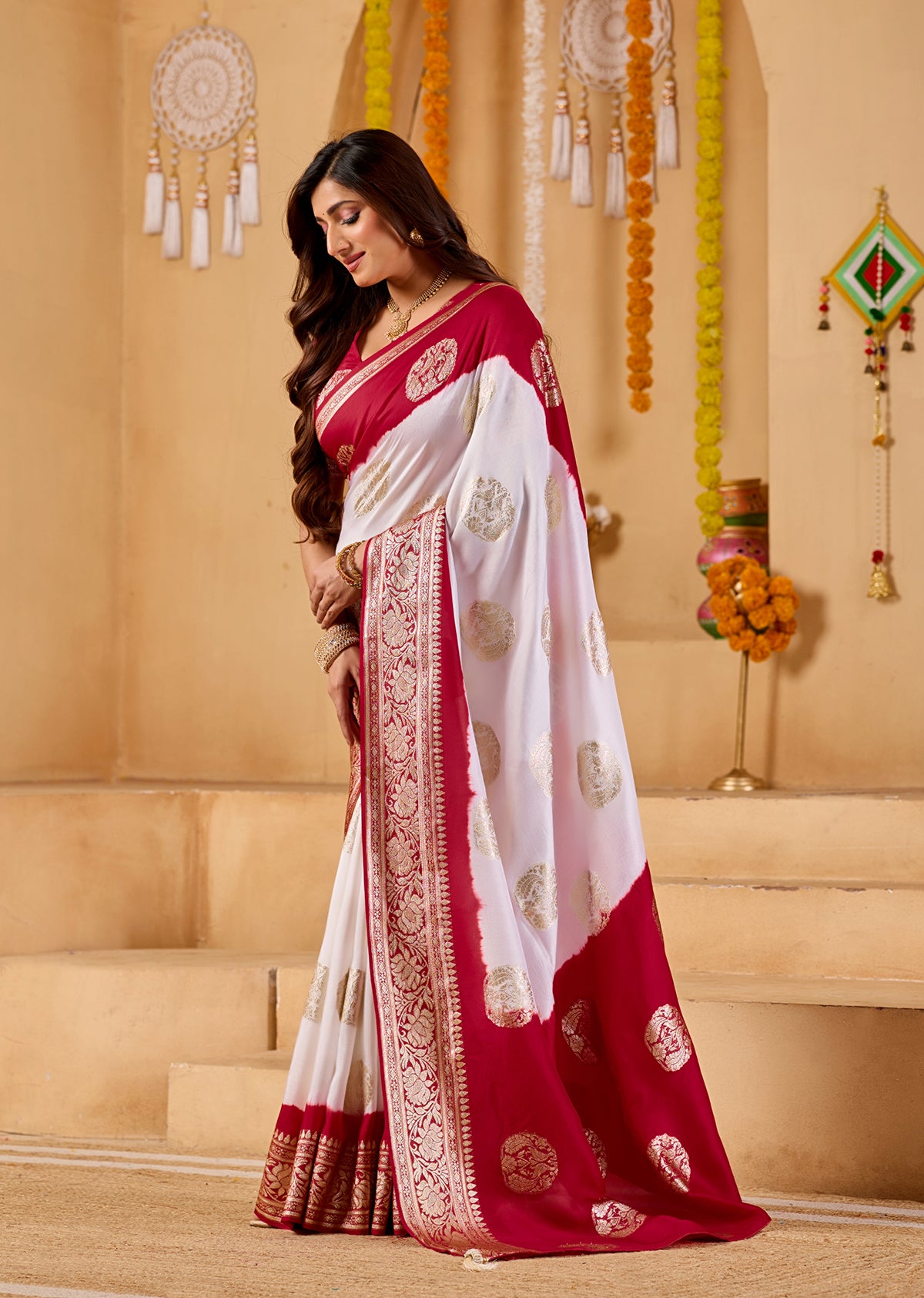 Tanmira Pure Georgette Zari Faag Shadded Saree RG