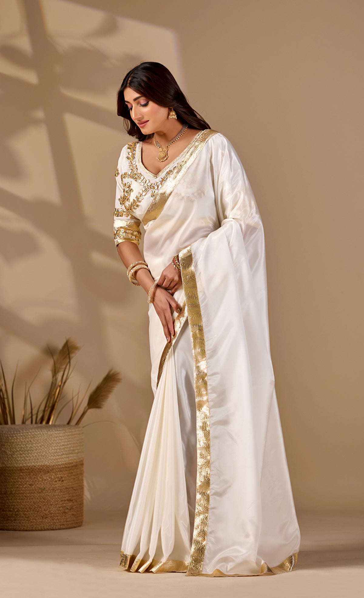 Tanmira Traditional Wear Crepe Silk Saree with Gota Patti Work PDM