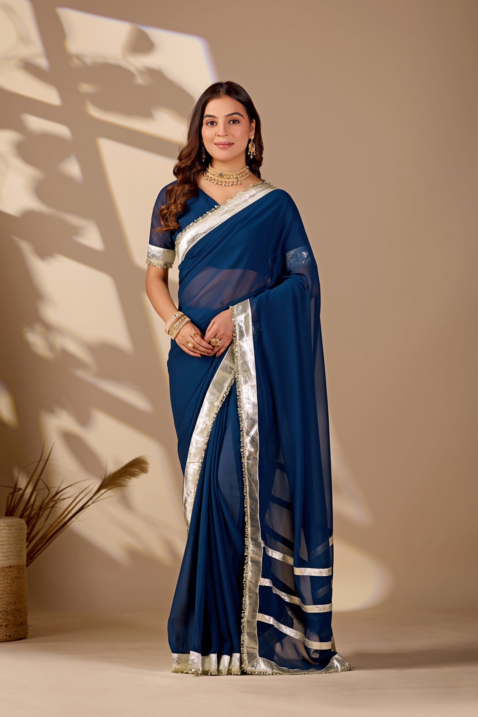 Tanmira New Elegant Designer Georgette Saree with Gota Border MHS