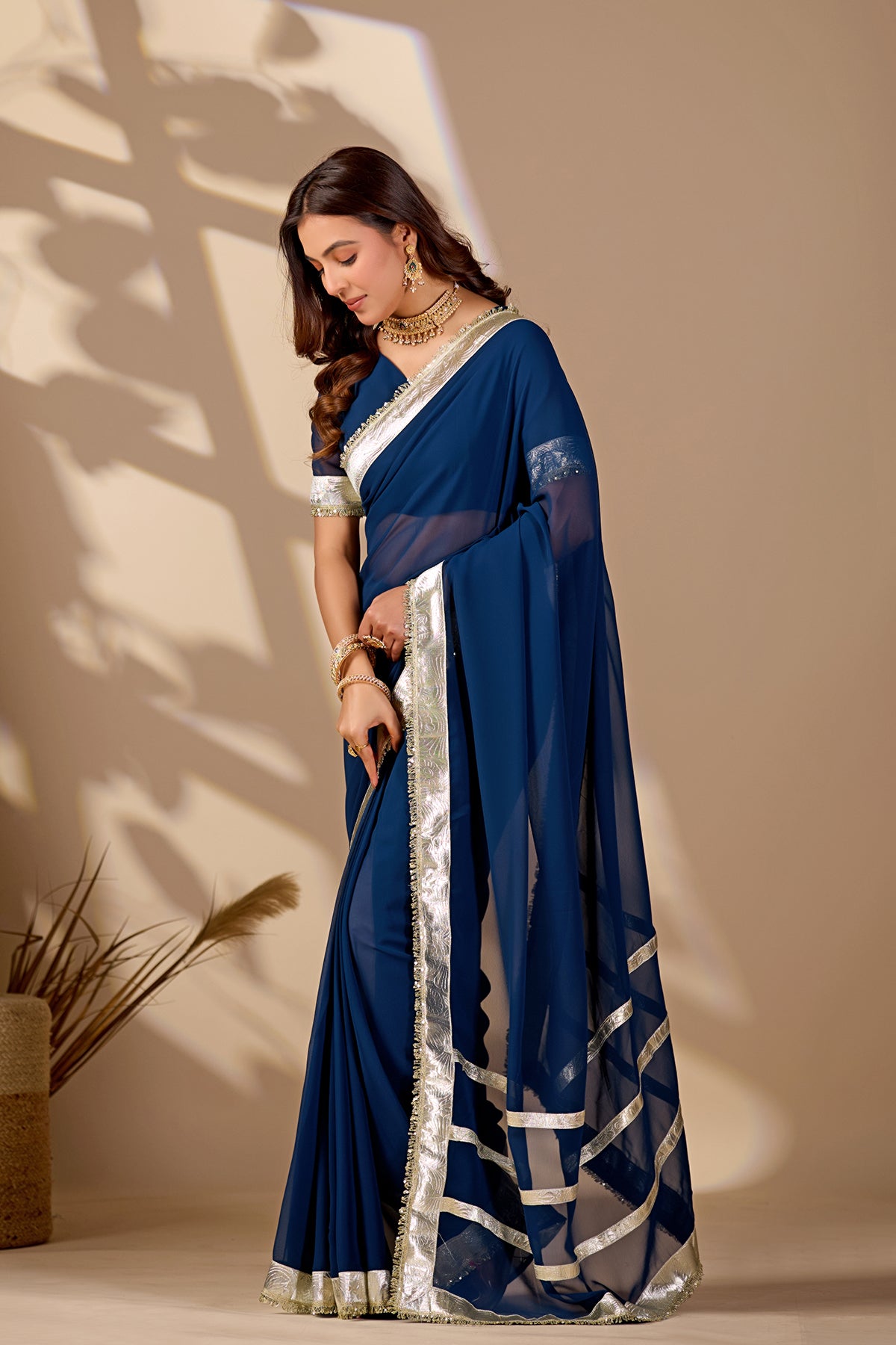 Tanmira New Elegant Designer Georgette Saree with Gota Border MHS