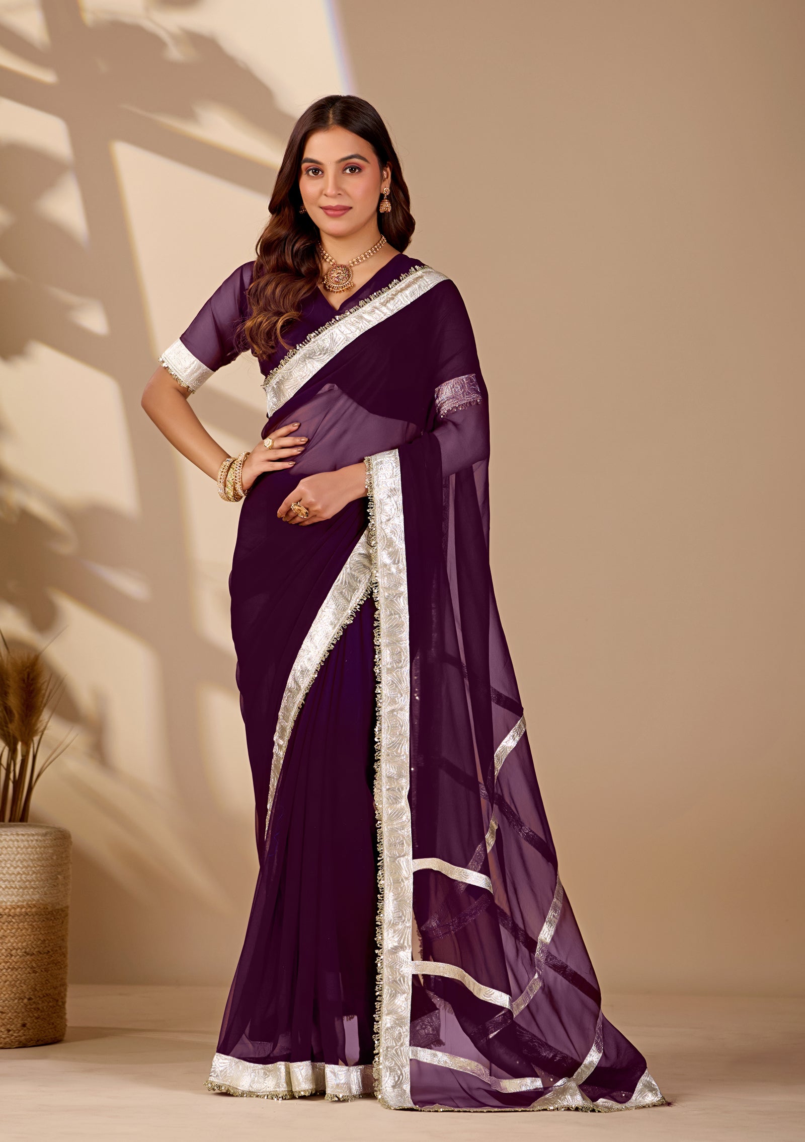 Tanmira New Premium Classic Designer Georgette Saree with Gota Detailing MHS