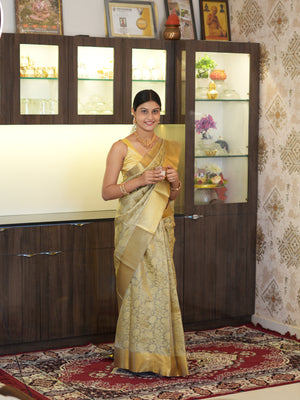 Banarasi Handloom style saree in golden colour