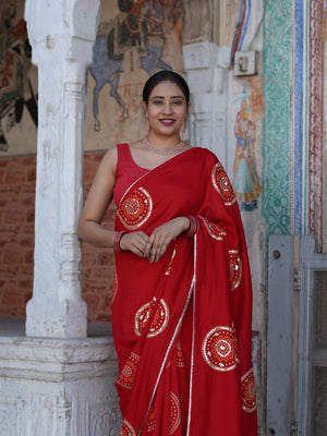 Buy Designer Bandhani Saree with Gota Patti Work Tanmira