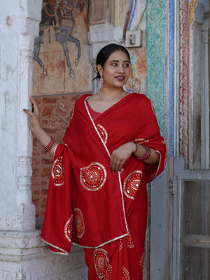 Buy Designer Bandhani Saree with Gota Patti Work Tanmira