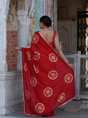 Buy Designer Bandhani Saree with Gota Patti Work Tanmira