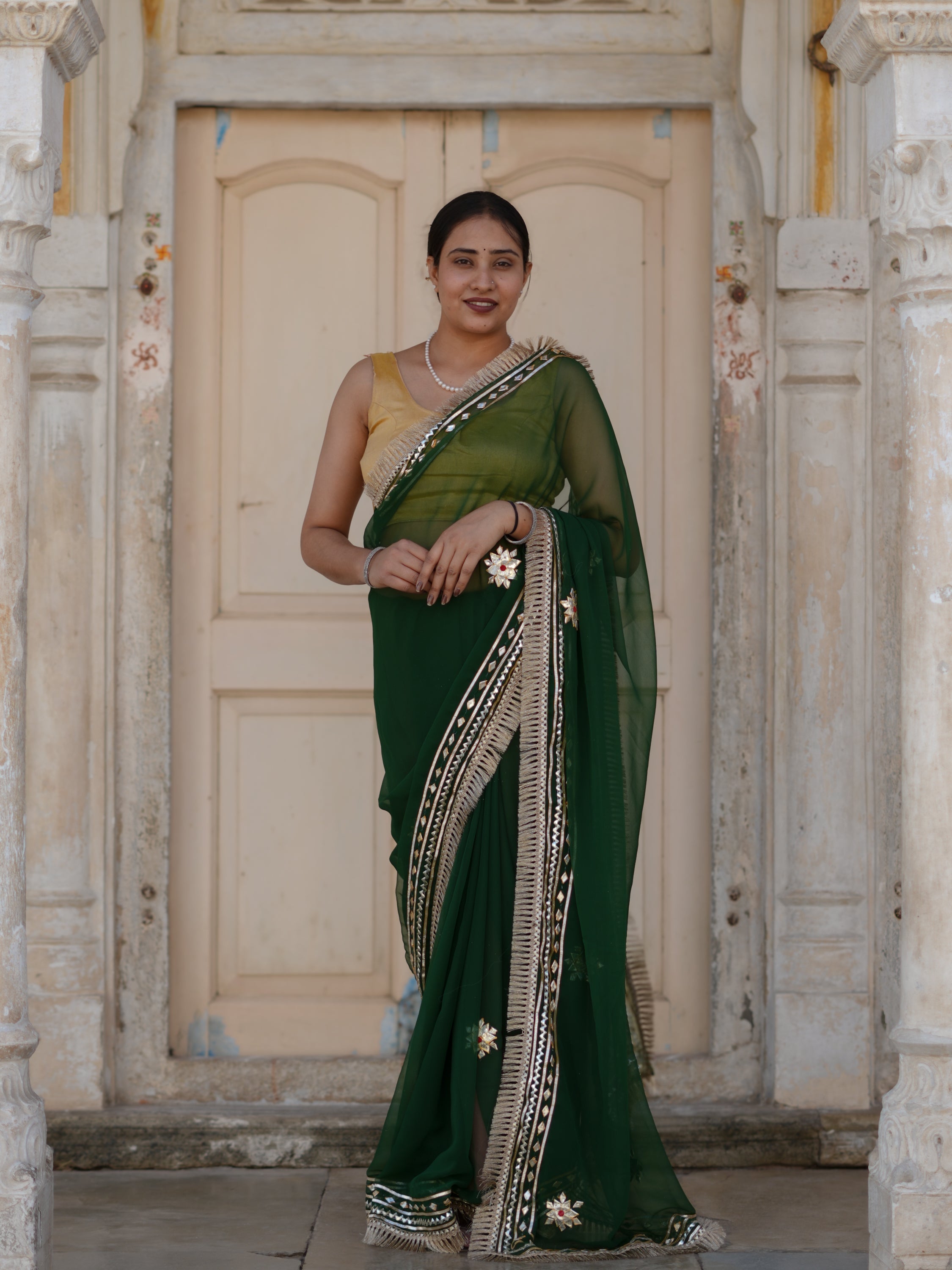 Buy Elegant Pure Georgette Saree with Gota Patti Work Tanmira