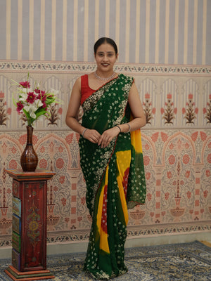 Buy Georgette Bandhani Saree With Festive Wear Tanmira