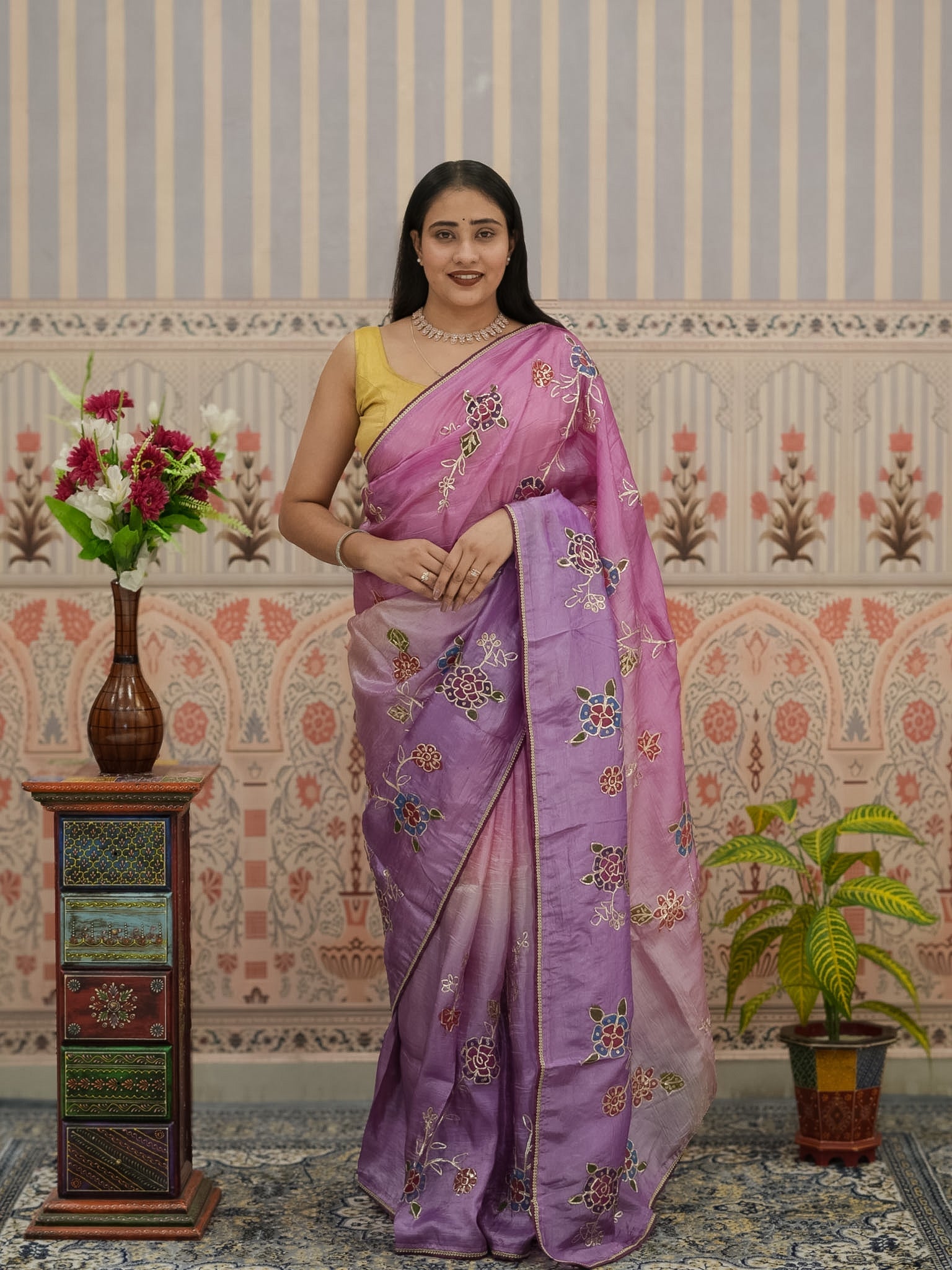 Tanmira New Tissue Silk Bollywood Style With Silver Gotapatti Work Saree SWA