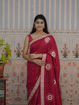 Buy Bandhani Saree With Wedding Wear Tanmira
