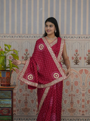 Buy Bandhani Saree With Wedding Wear Tanmira