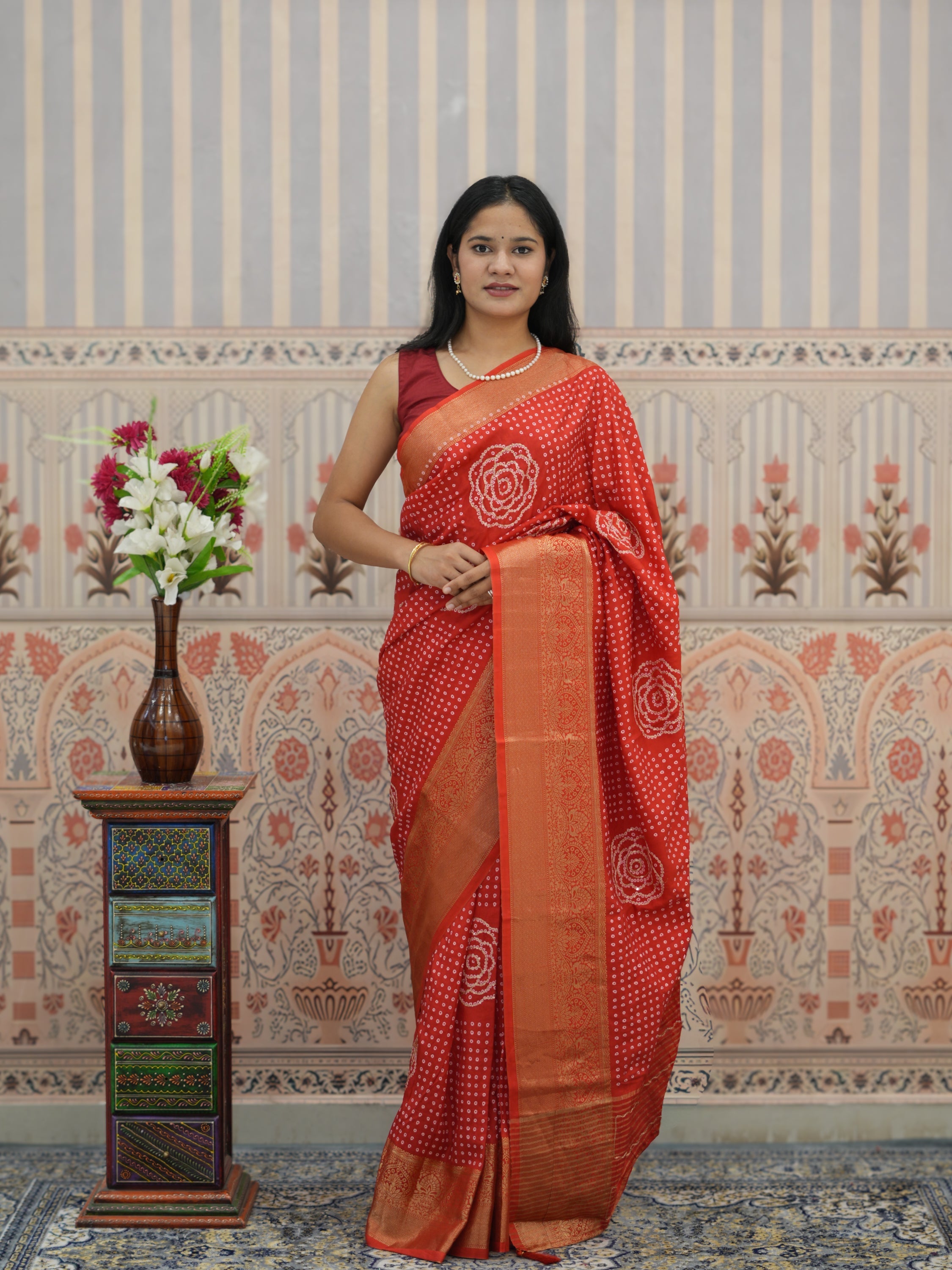 Buy Upada silk Bandhani Zari Work Saree Tanmira