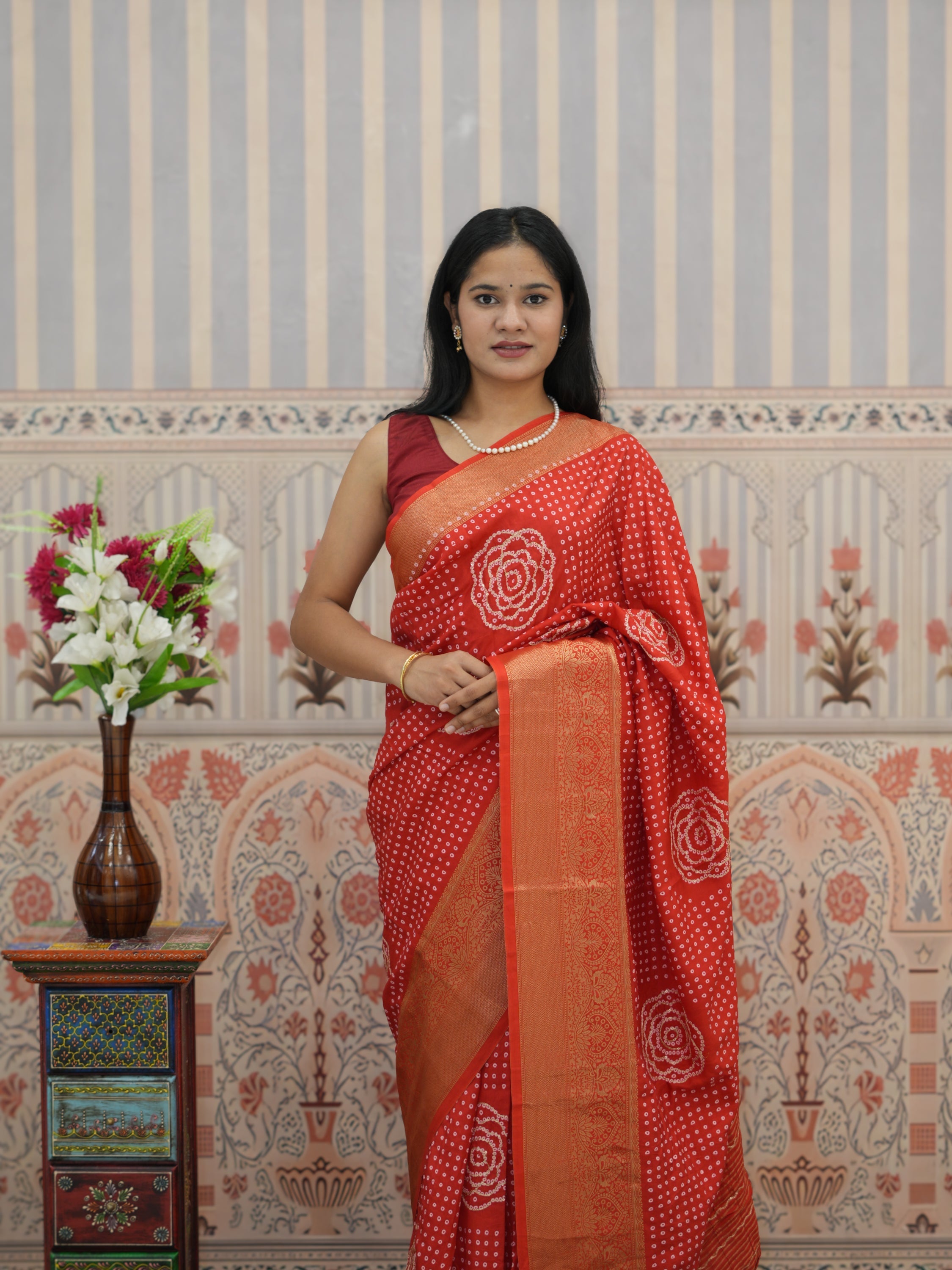 Buy Upada silk Bandhani Zari Work Saree Tanmira