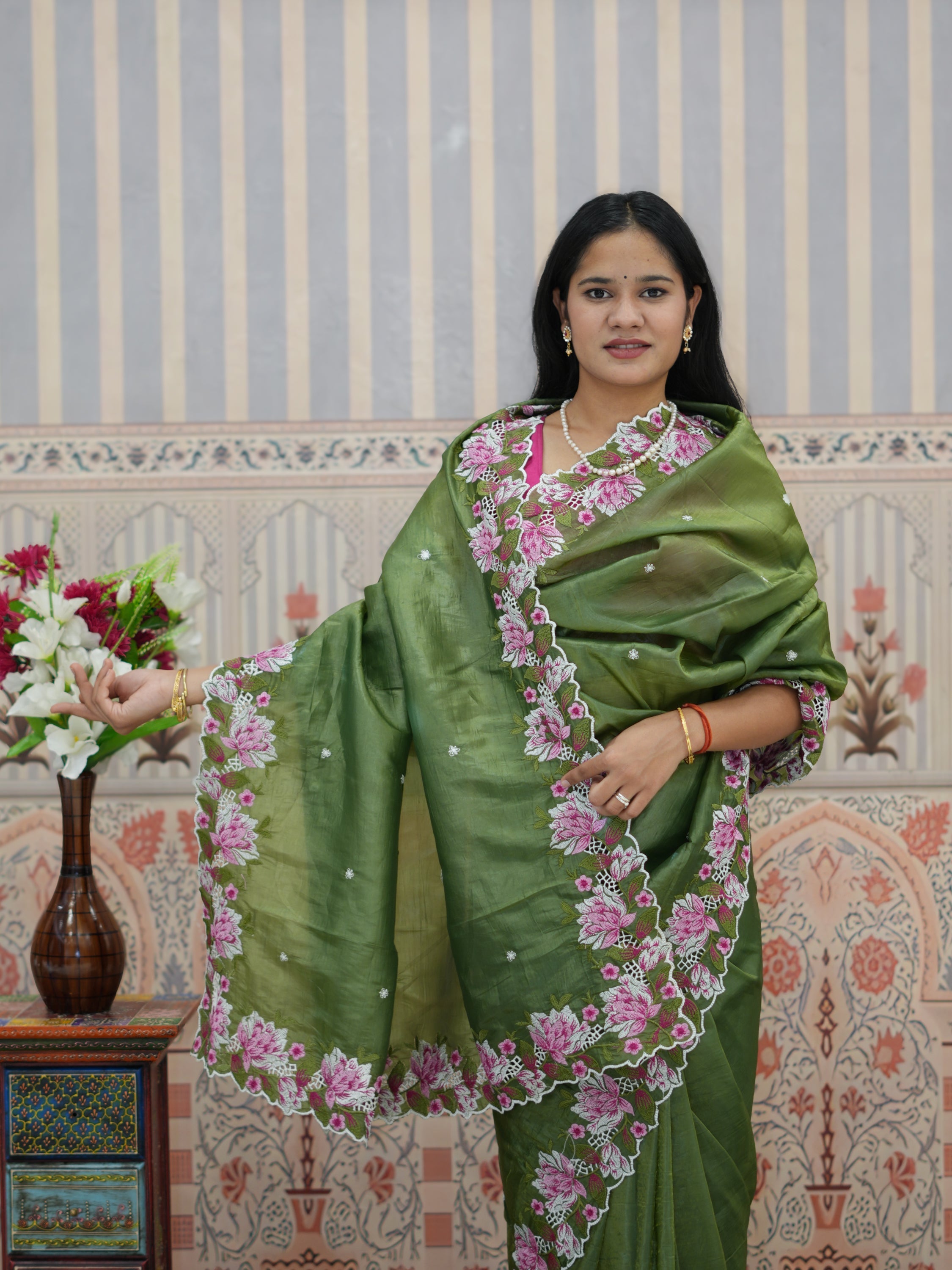 Buy Crush tissue silk Bollywood Style saree Tanmira