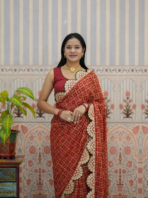 Buy Bandhani Style Georgette Saree with Traditional Wear Tanmira