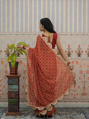Buy Bandhani Style Georgette Saree with Traditional Wear Tanmira