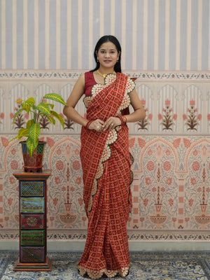 Buy Bandhani Style Georgette Saree with Traditional Wear Tanmira