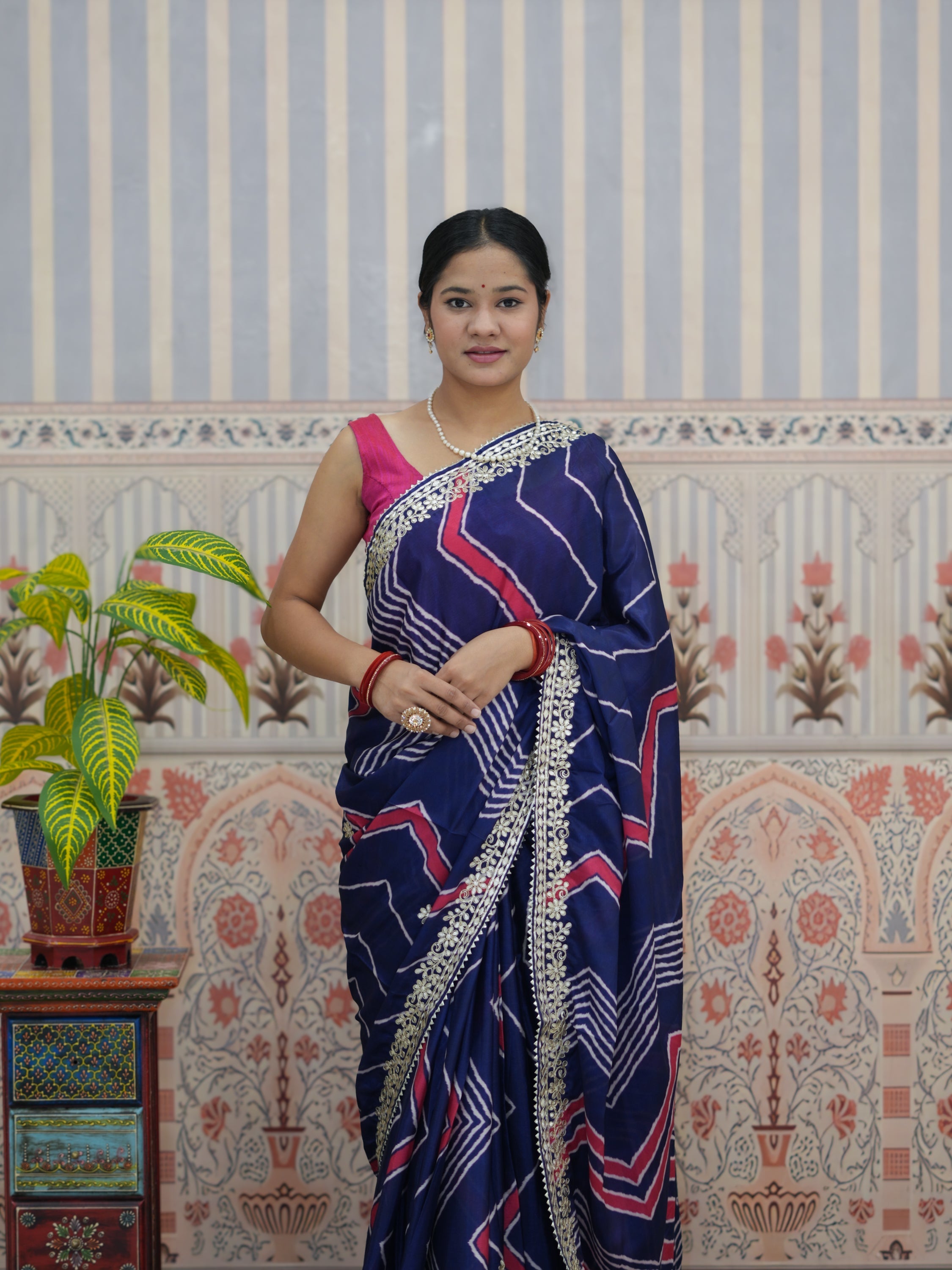 Buy H O Silk With Gotapatti Work Saree Tanmira