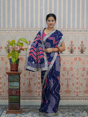 Buy H O Silk With Gotapatti Work Saree Tanmira