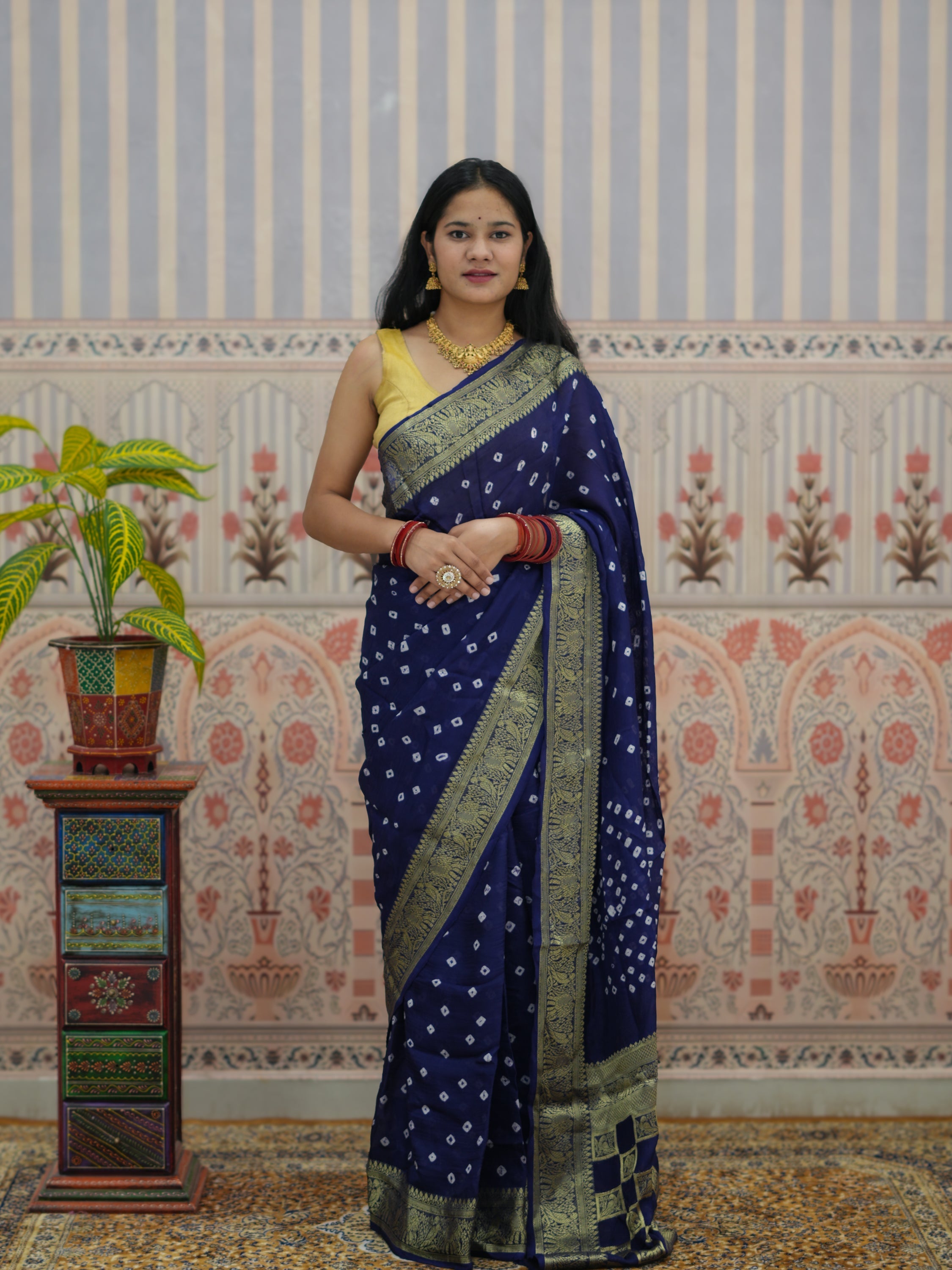 Buy Bandhani Saree With Zari Weaving Border Tanmira