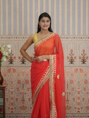 Buy Georgette Kacha Gotapatti Work Saree for Festive Occasions