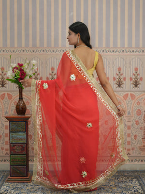 Buy Georgette Kacha Gotapatti Work Saree for Festive Occasions