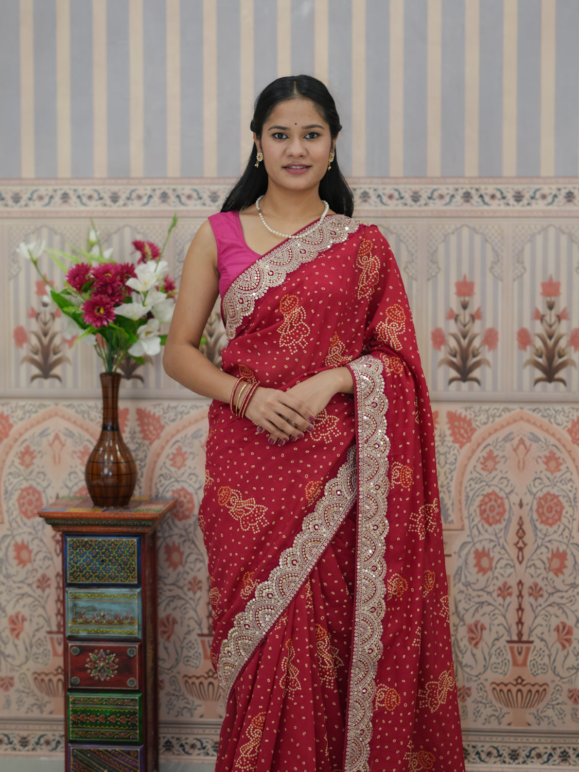 Buy Festive Special Dola Silk Bandhani Saree Tanmira