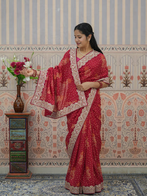 Buy Festive Special Dola Silk Bandhani Saree Tanmira