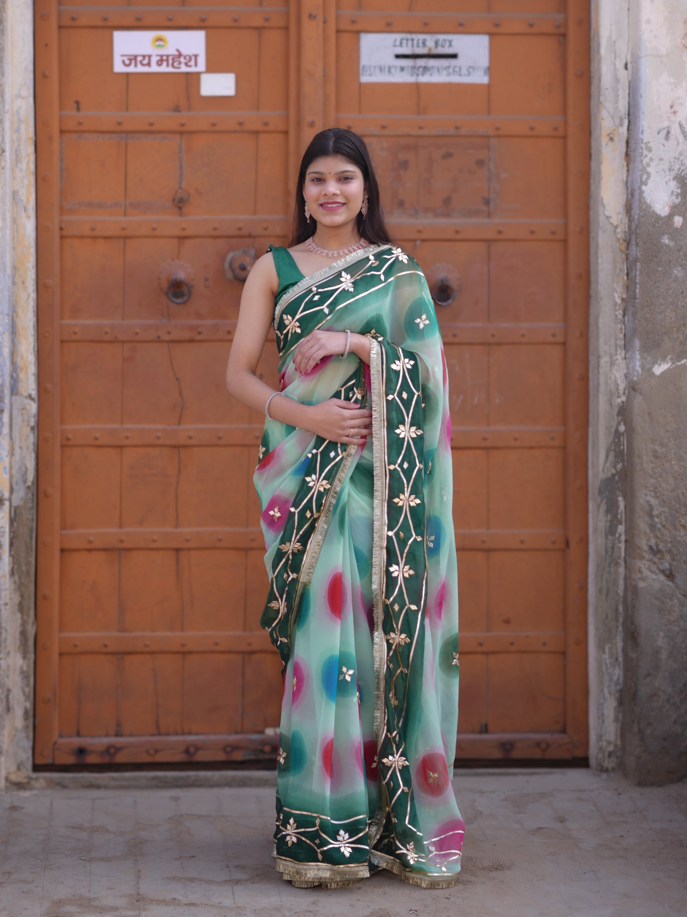 Buy Traditional Saree With Beautiful Gotapatti Work Tanmira