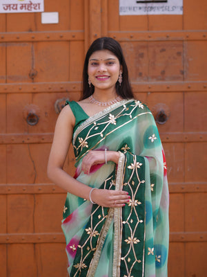 Buy Traditional Saree With Beautiful Gotapatti Work Tanmira