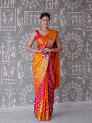 Buy New Premium Leheriya Saree With Hand Gota Patti Work Tanmira