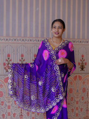 Buy New Festive Bandhani Style Saree with Pattern Work Tanmira