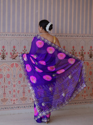 Buy New Festive Bandhani Style Saree with Pattern Work Tanmira