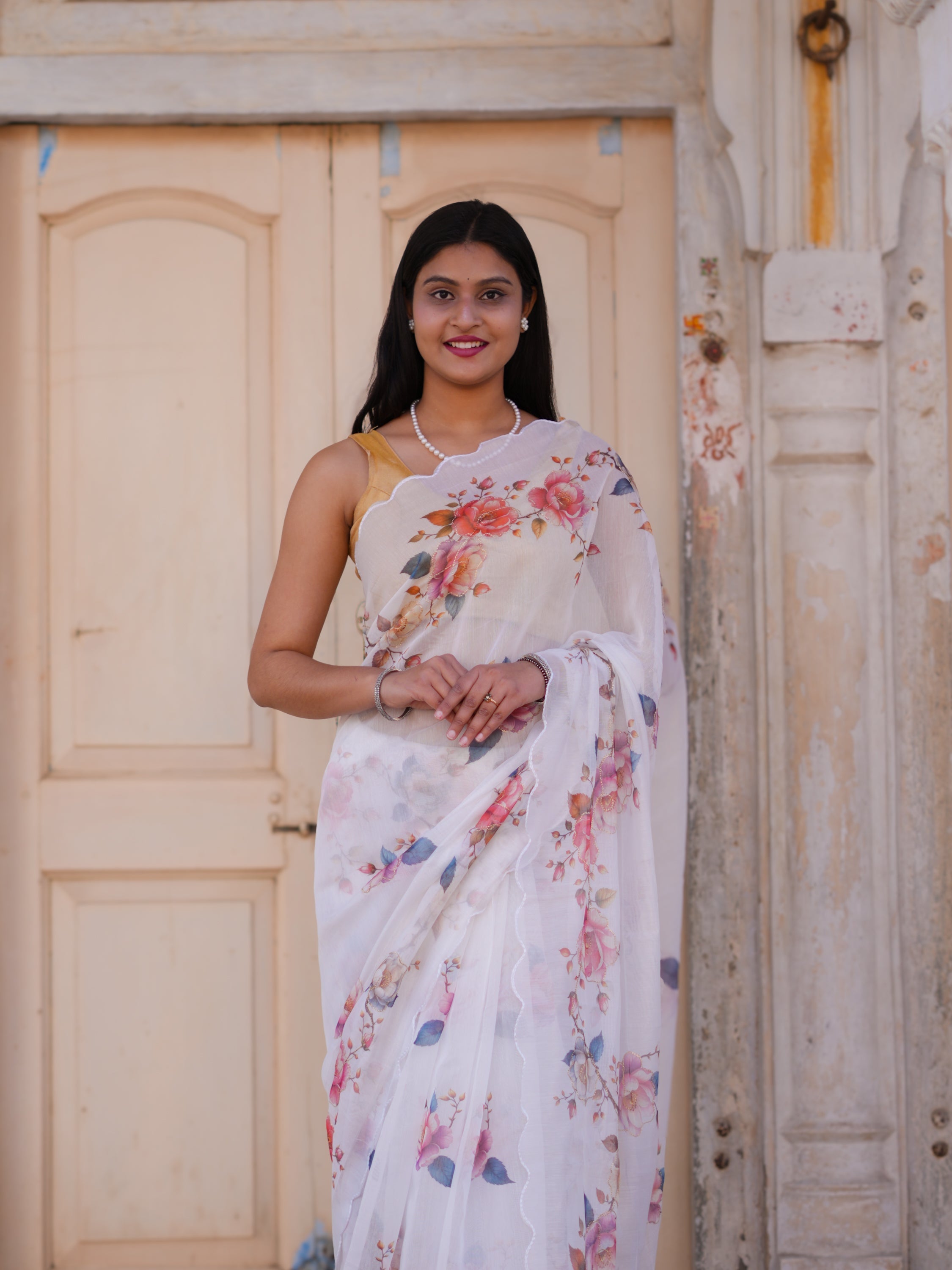 Tanmira New Casual Elegance Cotton Silk Printed Saree with Blouse STL