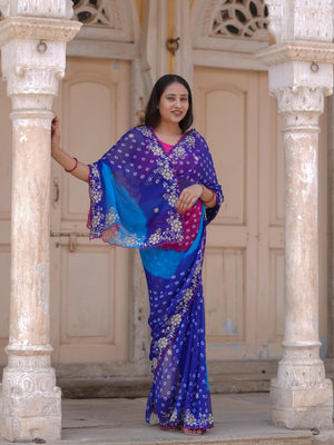 Buy Bandhani Saree With Festive Wear Tanmira Image 4