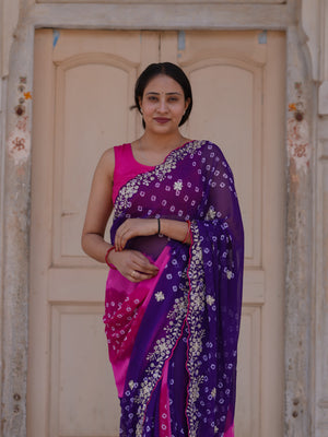 Buy Traditional Bandhani Style Georgette Saree Festive Collection Tanmira Image 2