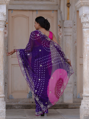 Buy Traditional Bandhani Style Georgette Saree Festive Collection Tanmira Image 5