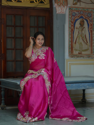 Buy Designer Pure Tissue Silk Saree Tanmira Image 4