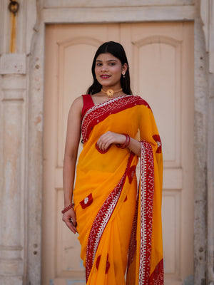 Buy Bandhani Saree with Gotapatti Work Tanmira Image 4