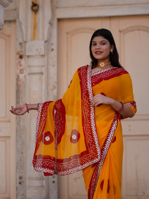 Buy Bandhani Saree with Gotapatti Work Tanmira Image 5