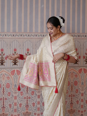 Buy Banarasi Pattern Saree With Dola Silk Tanmira Image 2