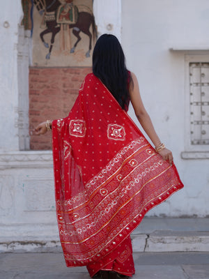 By Bandhani Saree with Elegant Gotapatti Work Tanmira 6