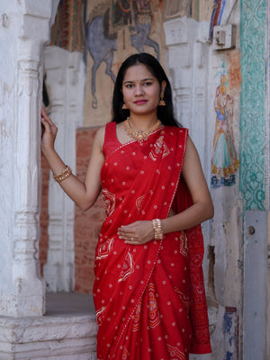 By Bandhani Saree with Elegant Gotapatti Work Tanmira 4