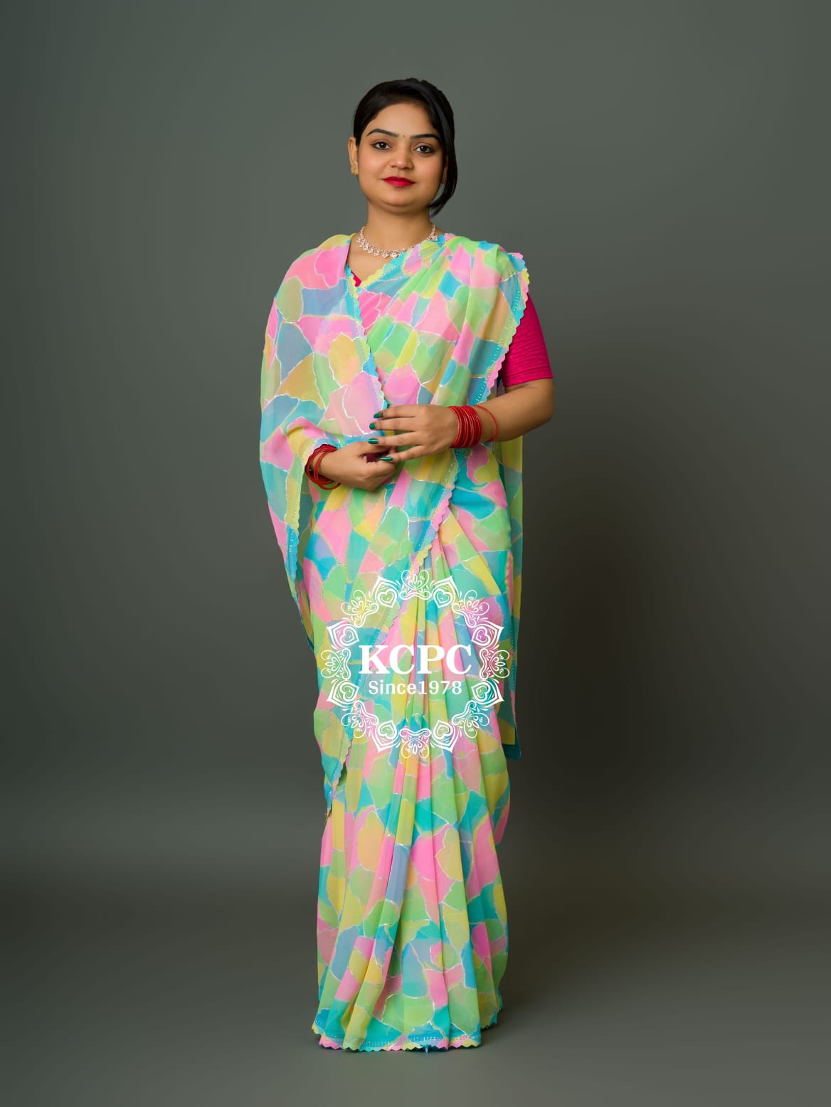 Tanmira Pure Georgette Multi Colour Saree With Siroski Border Saree